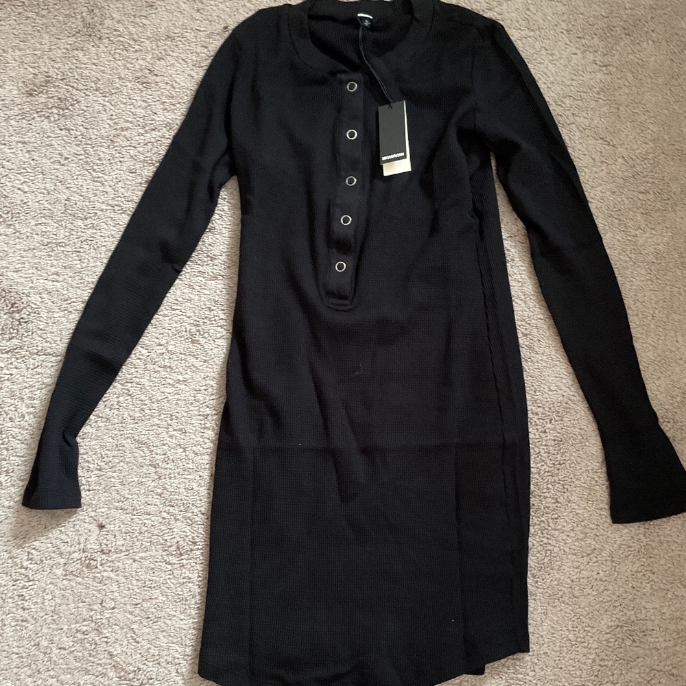 Monrow thermal mixed dress in black